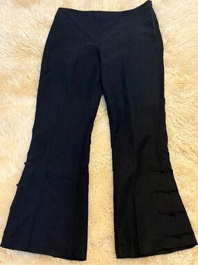 Vintage Shanghai Tang Silk & Linen Asian Flare Pants 8